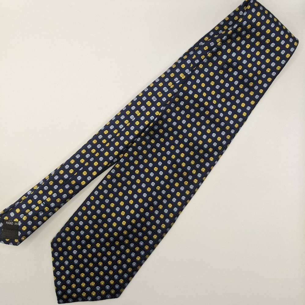 Bruno Piattelli - Blue and Gold Geometric Pattern Men's Neck Tie